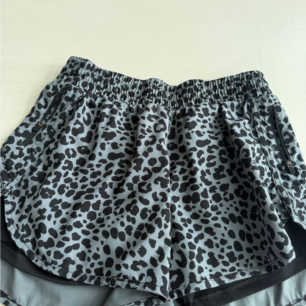 Avia Black and Gray Leopard Print Athletic Shorts